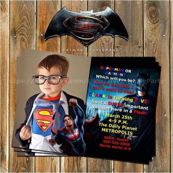 Batman Vs Superman Party Invitations Batman Vs Superman Superhero by Myprintableparty On Etsy