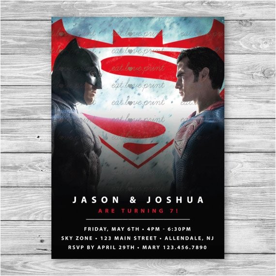 Batman Vs Superman Party Invitations Items Similar to Batman V Superman Invitation Batman Vs