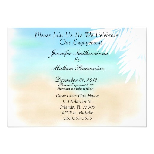 Beach themed Engagement Party Invitations Nice Beach Scene theme Engagement Party 5×7 Paper