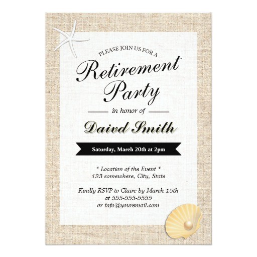 Beach themed Retirement Party Invitations Beach themed Burlap Retirement Party Invitations Zazzle