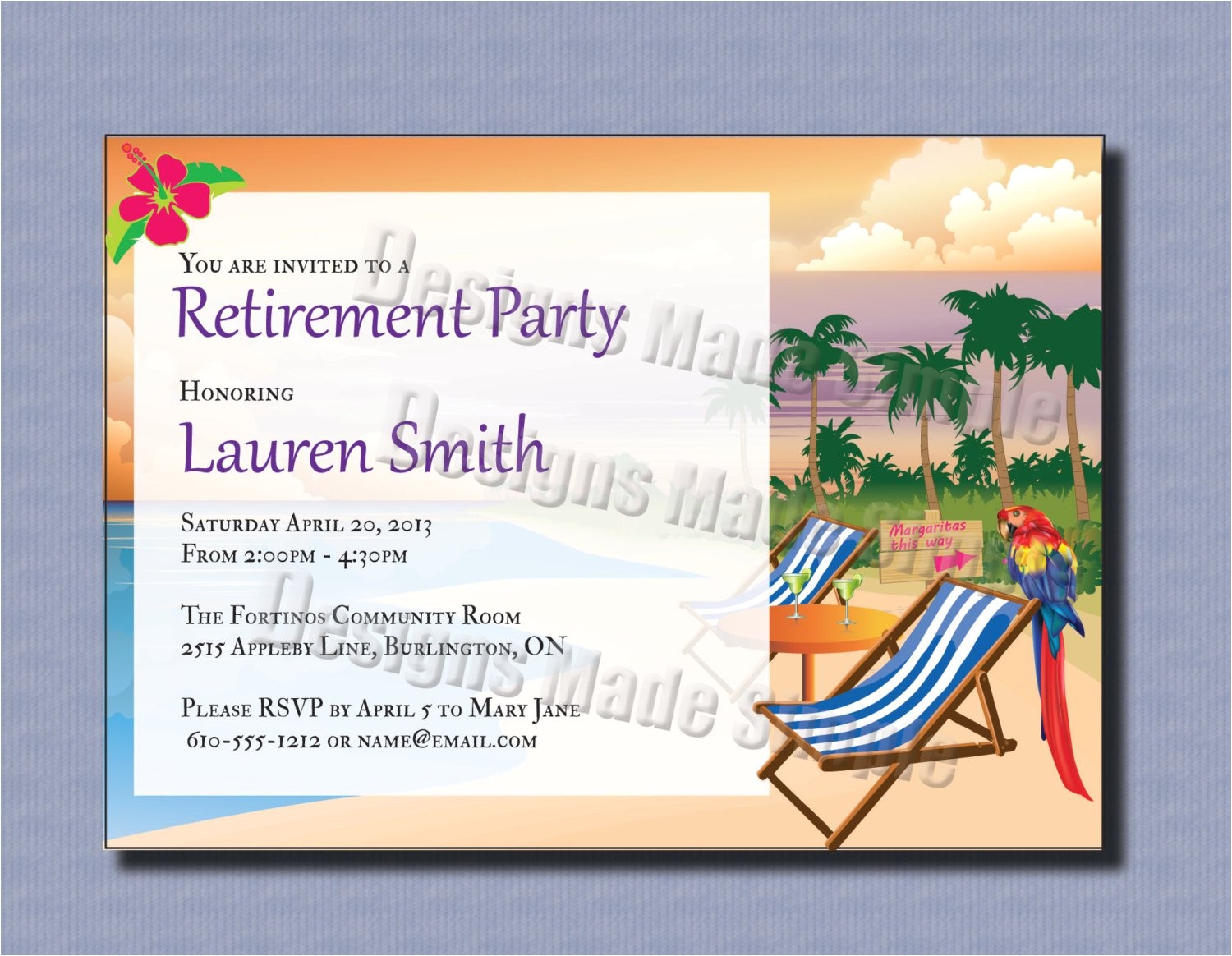 Beach themed Retirement Party Invitations Retirement Party Invitation Beach themed Custom Printable