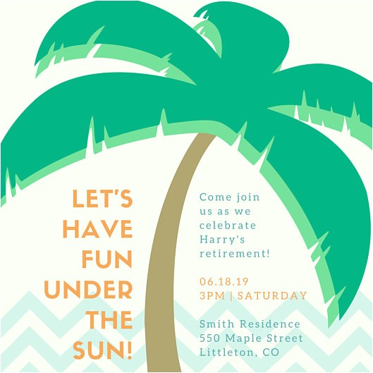 Beach themed Retirement Party Invitations Retirement Party Invitation Templates Canva