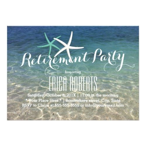 Beach themed Retirement Party Invitations Retirement Party Tropical Summer Beach Starfish Card