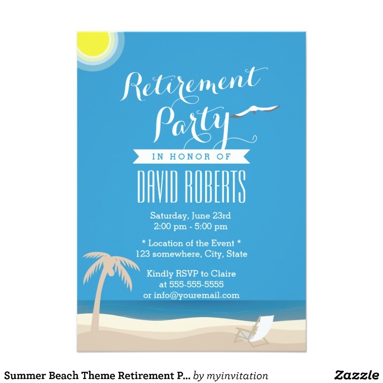 Beach themed Retirement Party Invitations Summer Beach theme Retirement Party Invitations Zazzle