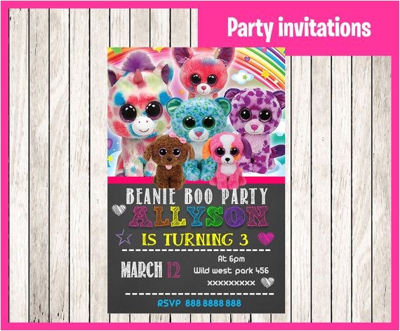 Beanie Boo Party Invitations Beanie Boo Chalkboard Invitation Instant by Printnatyparty