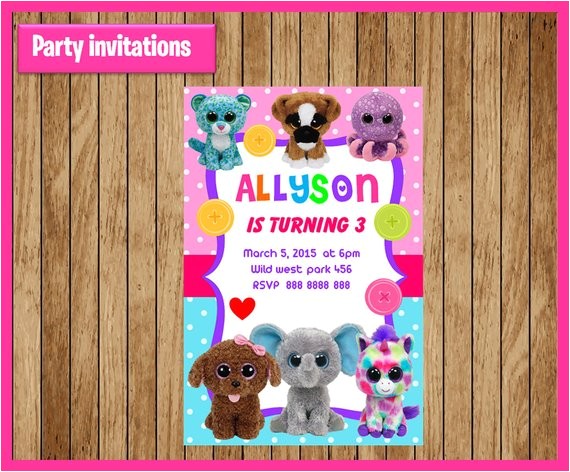 Beanie Boo Party Invitations Beanie Boo Invitation Printable Beanie Boo Party Invitation
