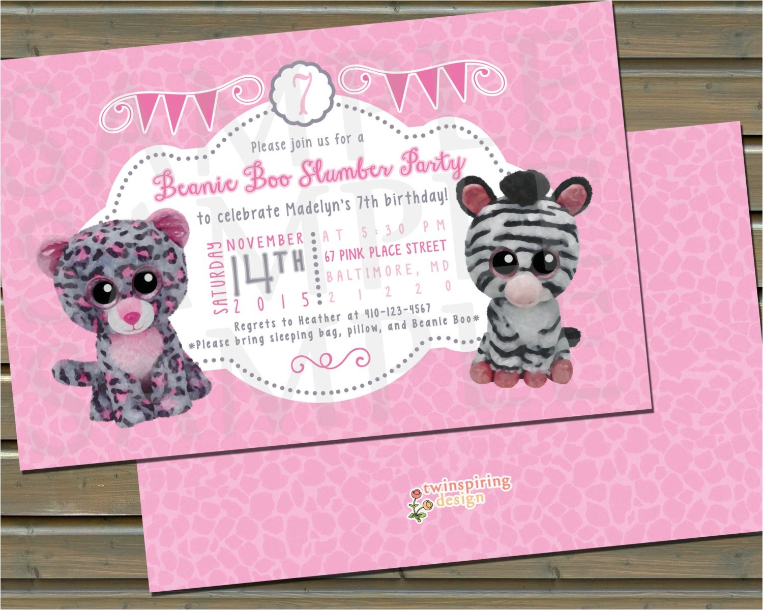 Beanie Boo Party Invitations Beanie Friends Tasha Izzy Birthday Party Invitation and or