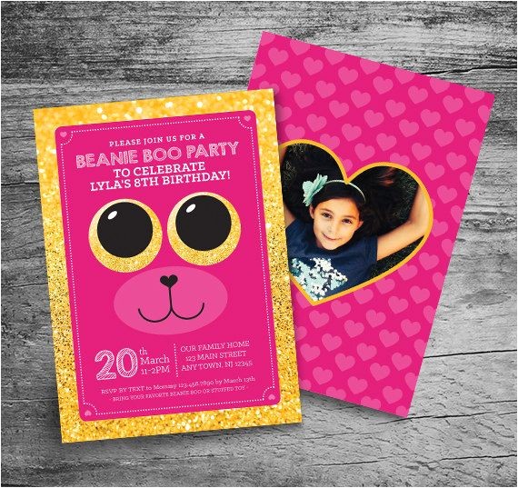 Beanie Boo Party Invitations Stuffed Animal Adoption Birthday Party Invitation