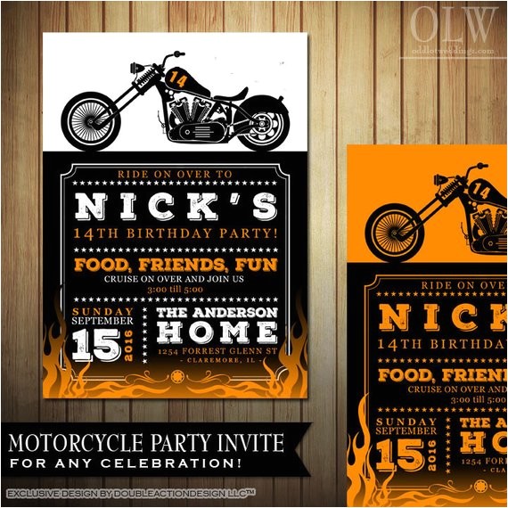 Biker Party Invitations Biker Motorcycle Birthday Invitation Diy Printable