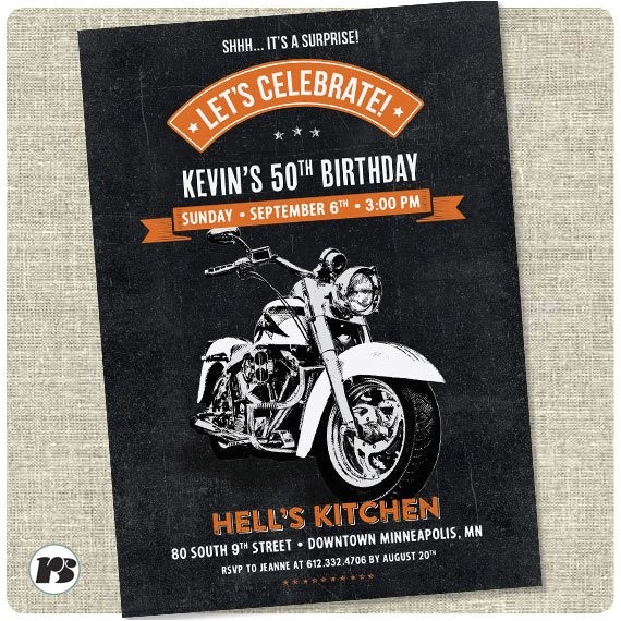 Biker Party Invitations Motorcycle Biker Birthday Invitation Vintage Motorcycle