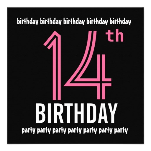 Birthday Invitations 14 Year Old Party 14th Birthday Party Invitation Template Pink Black 5 25