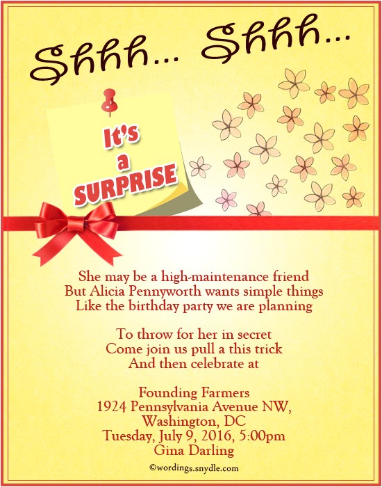 Birthday Party Invitation Message to Friends Surprise Birthday Party Invitation Wording Wordings and