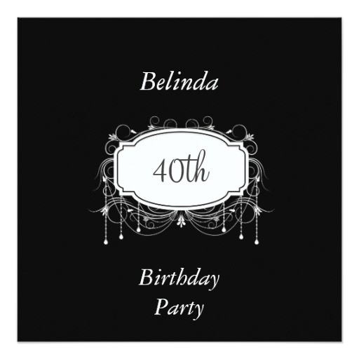 Black and White 40th Birthday Party Invitations 40th Birthday Party Black and White Invitation Zazzle
