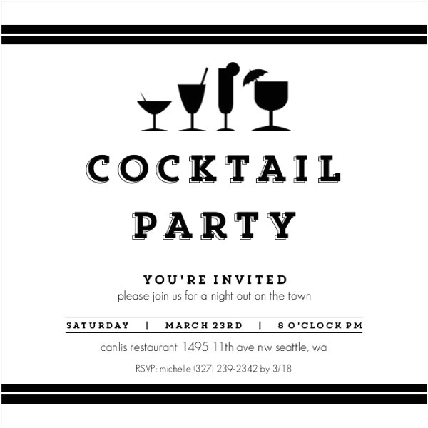 Black and White Cocktail Party Invitations 52 Party Invitation Designs Examples Psd Ai Eps Vector