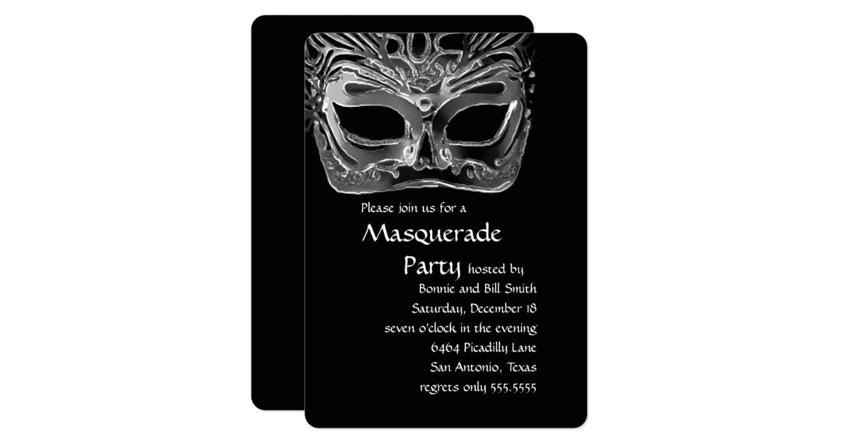 Black and White Masquerade Party Invitations Black and White Masquerade Party Invitation Zazzle