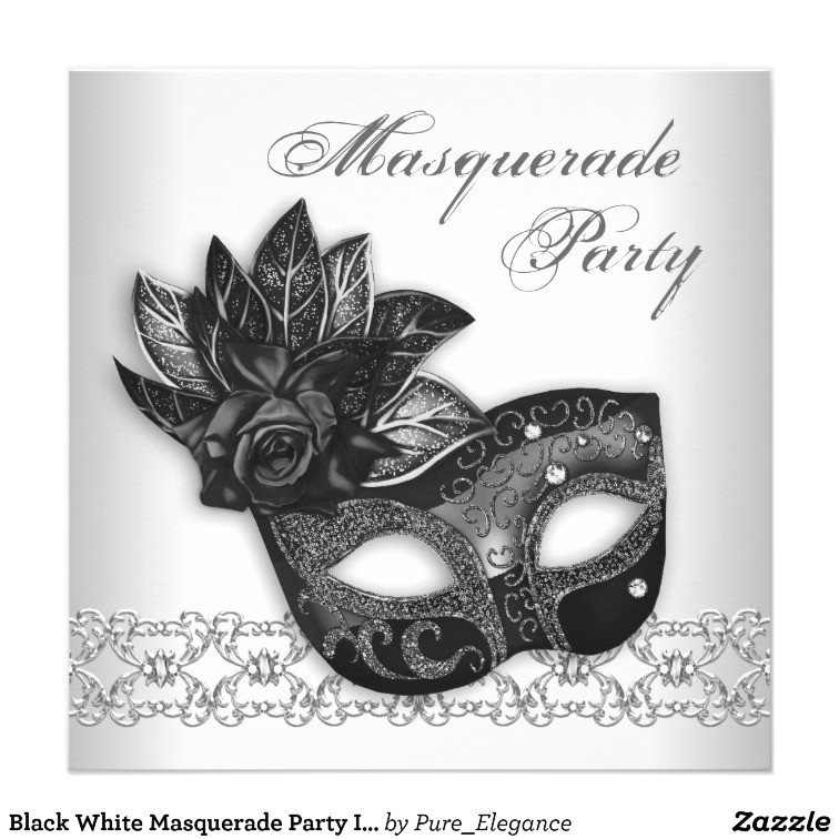 Black and White Masquerade Party Invitations Black White Masquerade Party Invitations