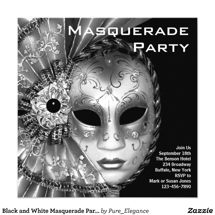 Black and White Masquerade Party Invitations Invitation Template This Black and White Masquerade Party