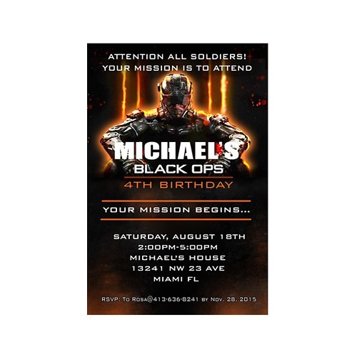 Black Ops Party Invitations Call Of Duty Black Ops 3 Personalized Birthday Invitations