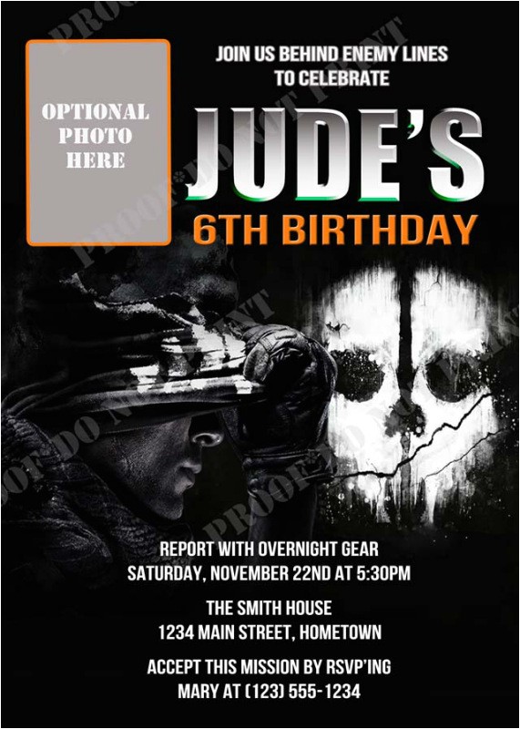 Black Ops Party Invitations Personalized Photo Invitations Cmartistry Call Of Duty
