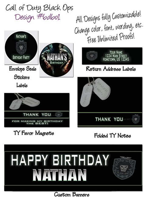 Black Ops Party Invitations Personalized Photo Invitations Cmartistry Personalized