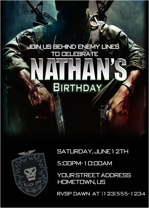 Black Ops Party Invitations Personalized Photo Invitations Cmartistry Personalized