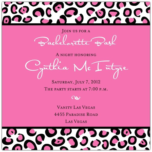 Blank Bachelorette Party Invitations Leopard Spots Pink Bachelorette Invitations Paperstyle
