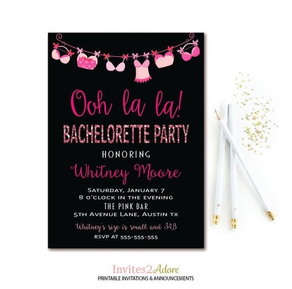 Blank Bachelorette Party Invitations Lingerie Bachelorette Party Invitation Black Pink