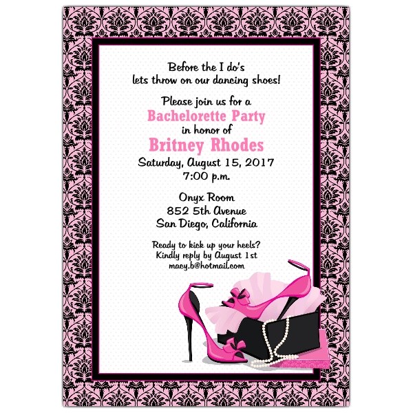 Blank Bachelorette Party Invitations Pretty Pumps Bachelorette Invitations Paperstyle