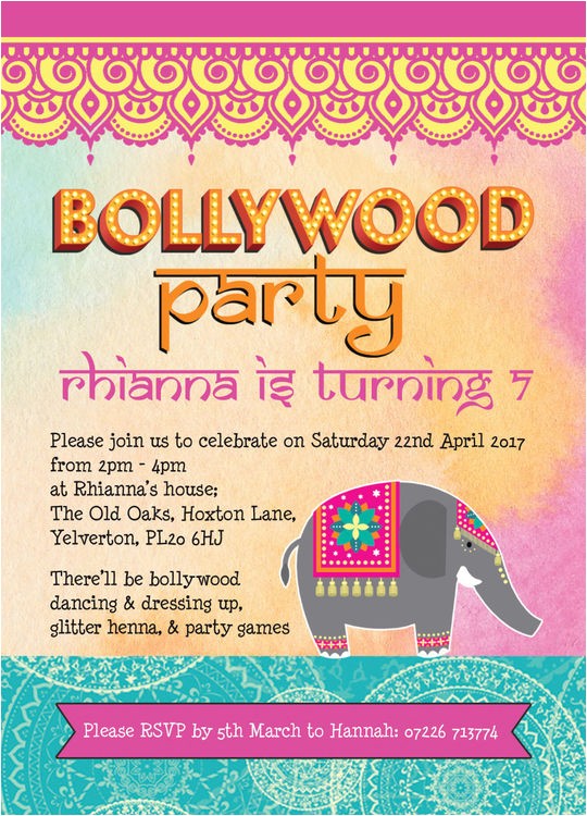 Bollywood Party Invitations Free Bollywood Children 39 S Party Invitation From 0 80 Each