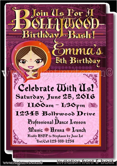 Bollywood Party Invitations Free Printable Digital Bollywood Party Birthday Invitation Di