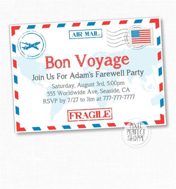 Bon Voyage Party Invitation Template Items Similar to Travel Farewell Party Invitation Bon