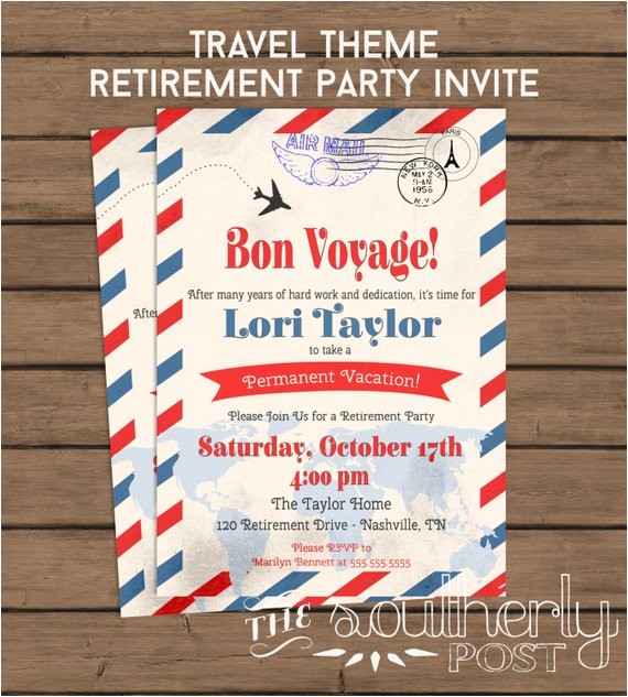 Bon Voyage Party Invitation Template Travel theme Retirement Party Invitation Bon Voyage