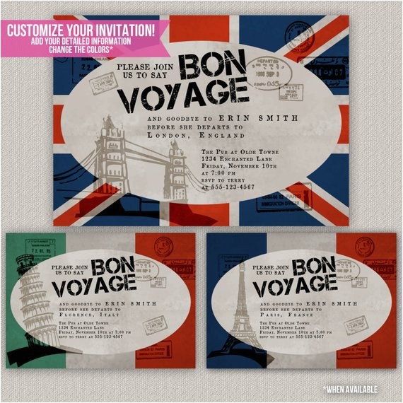 Bon Voyage Party Invitations Bon Voyage Custom Party Invitation Digital by
