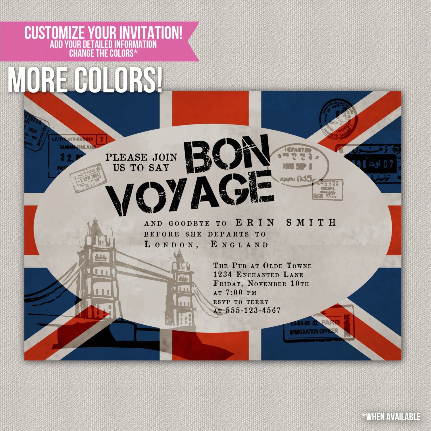 Bon Voyage Party Invitations Bon Voyage Custom Party Invitation Digital by