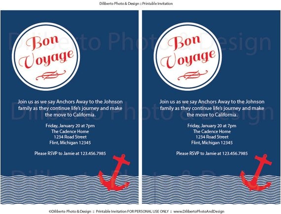 Bon Voyage Party Invitations Items Similar to Printable Party Invitation Bon Voyage