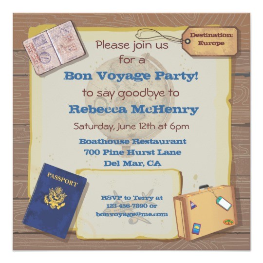 Bon Voyage Party Invitations Rustic Vintage Bon Voyage Party Invitation Zazzle Com