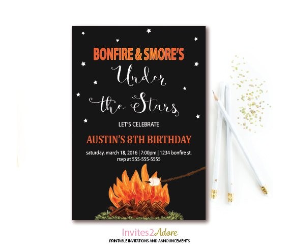 Bonfire Party Invitations Free Bonfire Smore 39 S Birthday Invitation Campfire Party