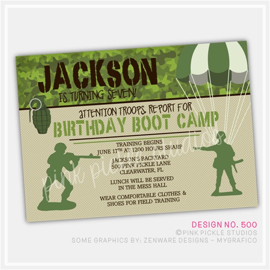 Boot Camp Party Invitations Boot Camp Boy Personalized Party Invitation