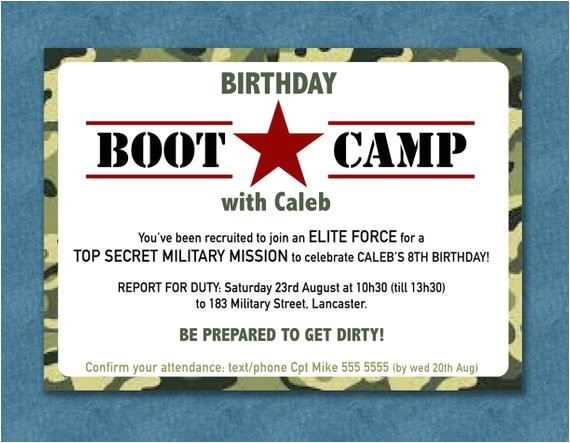 Boot Camp Party Invitations Boot Camp Party Invite Boy