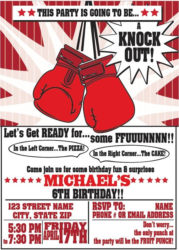 Boxing Party Invitations 148 Best Images About Boxing themed Party On Pinterest