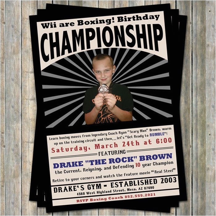 Boxing Party Invitations Boxing Birthday Invitation Boxing Poster Wrestling Photo