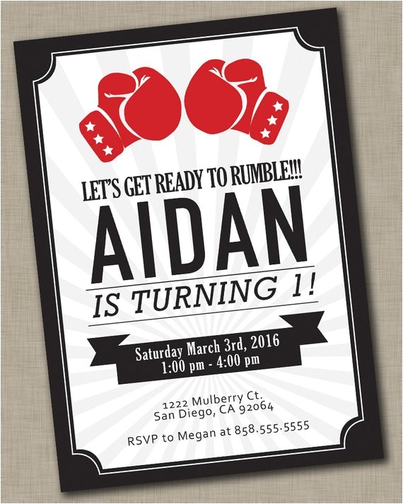 Boxing Party Invitations Boxing Birthday Invitation Ufc First Birthdays 2nd 3rd