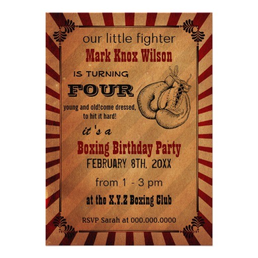 Boxing Party Invitations Personalized Glove Invitations Custominvitations4u Com