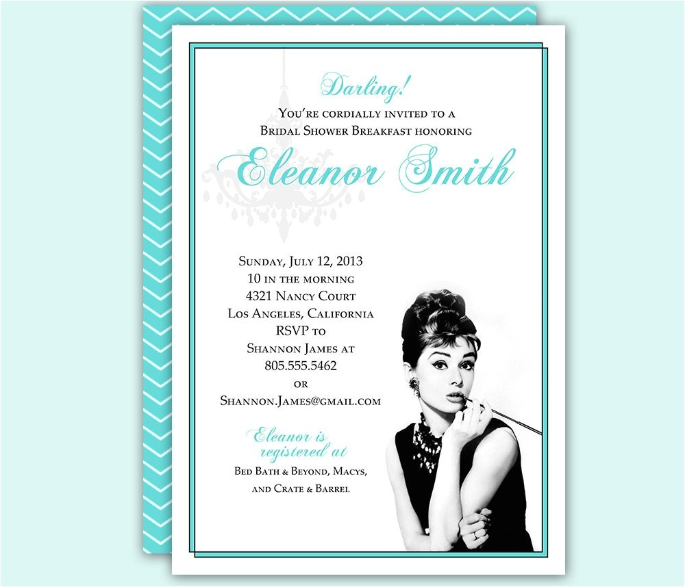 Breakfast at Tiffanys Party Invitations Breakfast at Tiffany 39 S Invitation Bridal or Baby