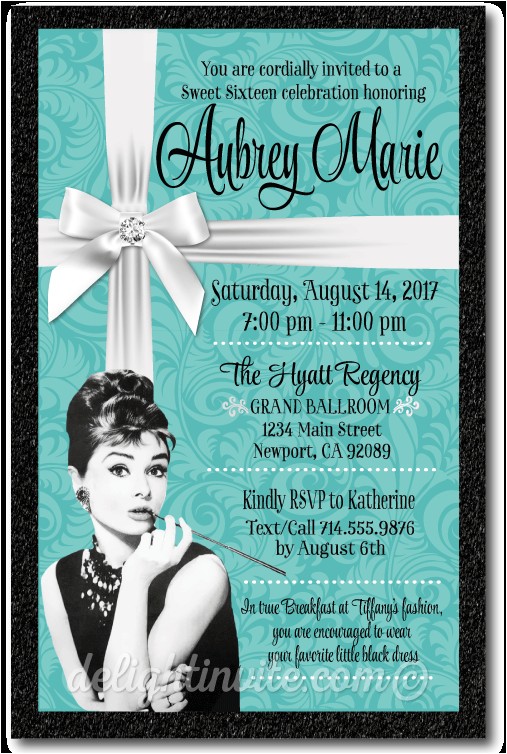 Breakfast at Tiffanys Party Invitations Sweet 16 Birthday Invitations Custom Invitations and