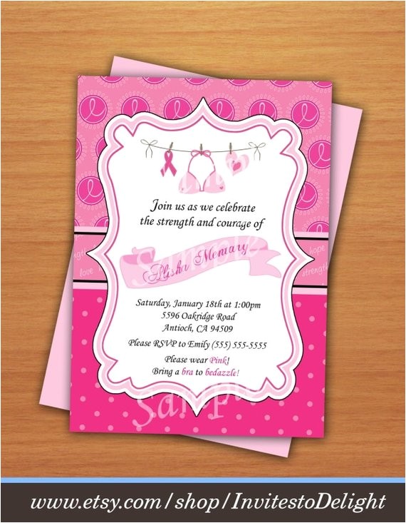 Breast Cancer Party Invitations Breast Cancer Awareness Invitation Pink Printable Digital Diy
