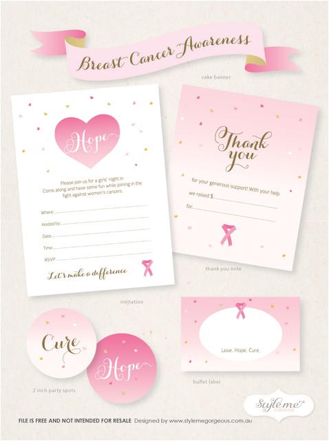 Breast Cancer Party Invitations Breast Cancer Awareness Printables Party Ideas Pizzazzerie