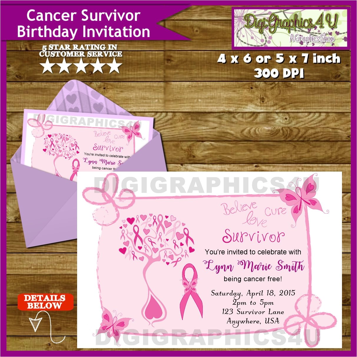 Breast Cancer Party Invitations Breast Cancer Awareness Survivor Cancer Free Invitation