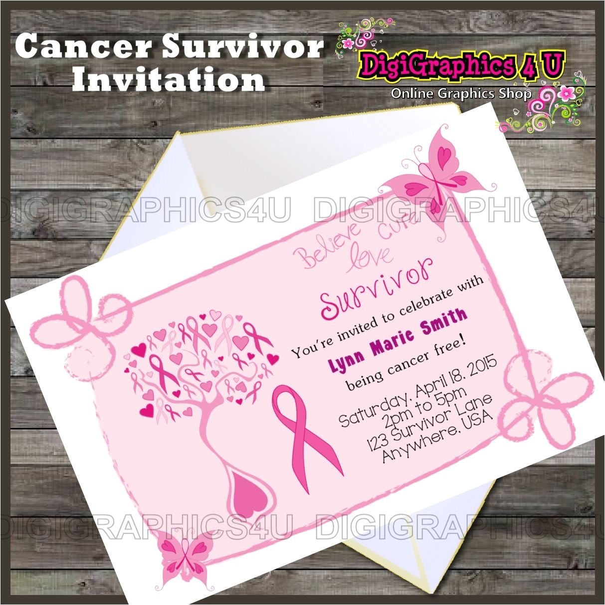 Breast Cancer Party Invitations Breast Cancer Survivor Party Invitation Printable Digital