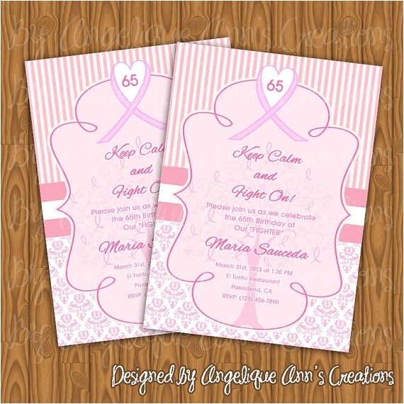 Breast Cancer Party Invitations Breast Cancer theme Party Invitations by Jayarmada On Etsy